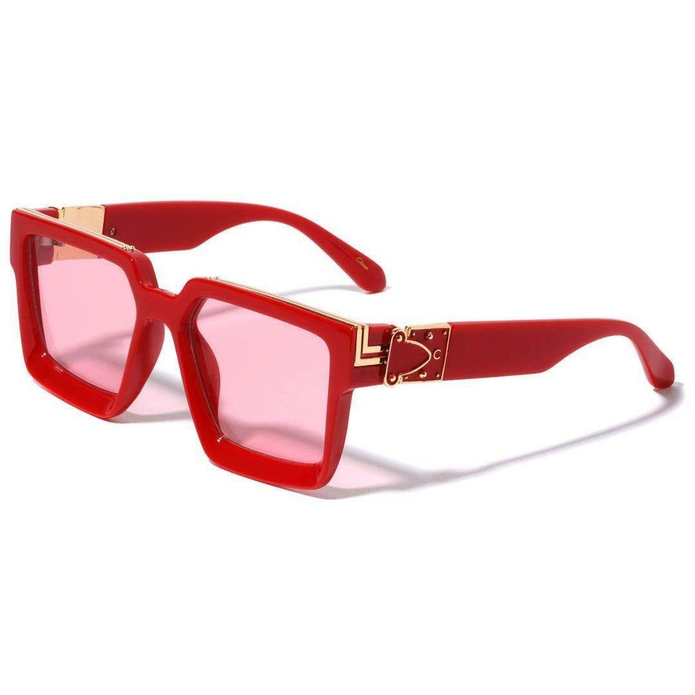 Women Men Sunglasses Red Frame Fashion Designer Candy Color Square Gold Bar New